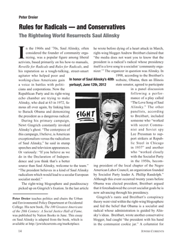 Rules for Radicals — and Conservatives the Rightwing World Resurrects Saul Alinsky