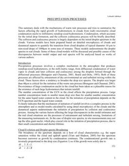 Precipitation Processes