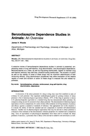 Benzodiazepine Dependence Studies in Animals: an Overview