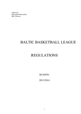 Baltic Basketball League Regulations