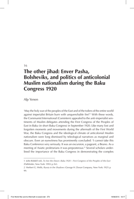 Enver Pasha, Bolsheviks, and Politics of Anticolonial Muslim Nationalism