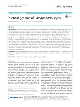 Essential Genome of Campylobacter Jejuni Rabindra K