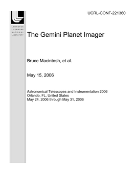 The Gemini Planet Imager