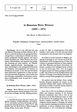 In Memoriam WENG WENHAO (1889-1971)