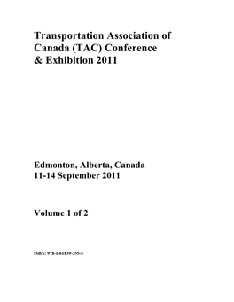 Transportation Association of Canada (TAC) Conference & Exhibition 2011