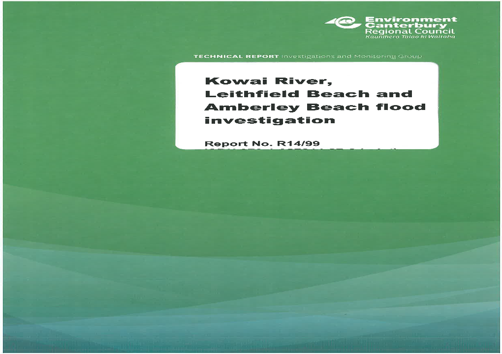 Flood Investigation for Kowai River, Leithfield