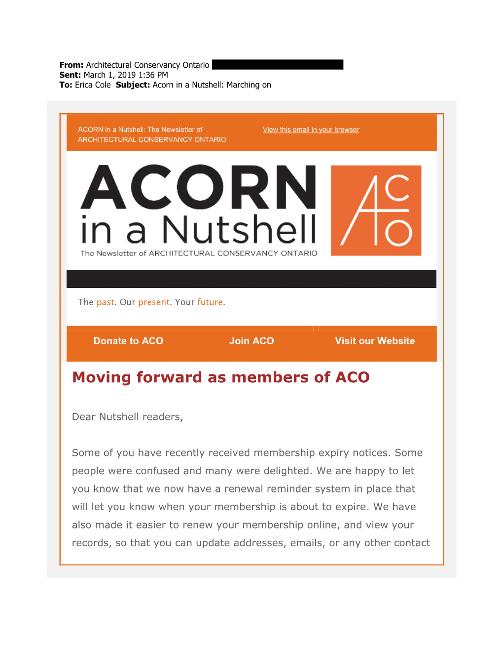 Moving Forward As Members of ACO