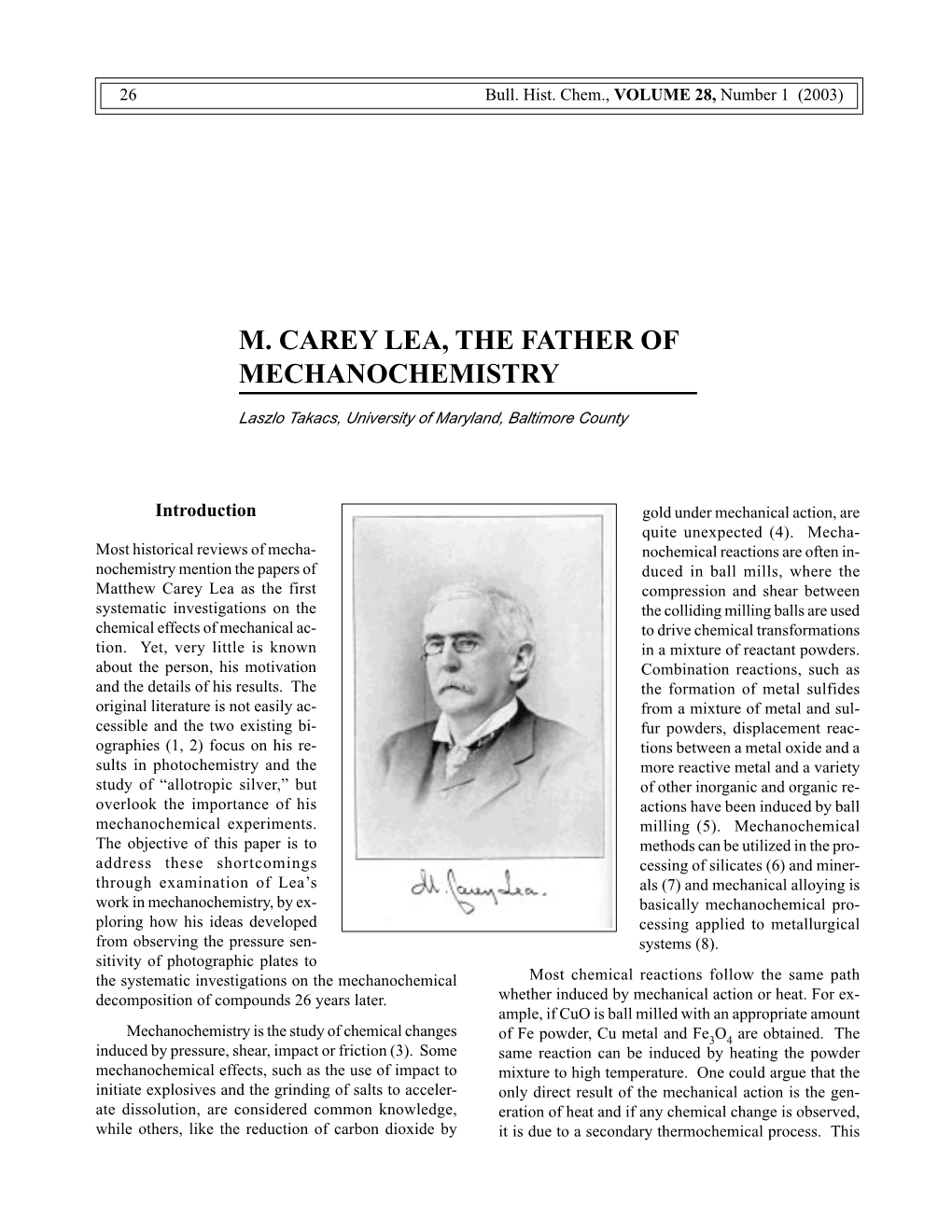 M. Carey Lea, the Father of Mechanochemistry