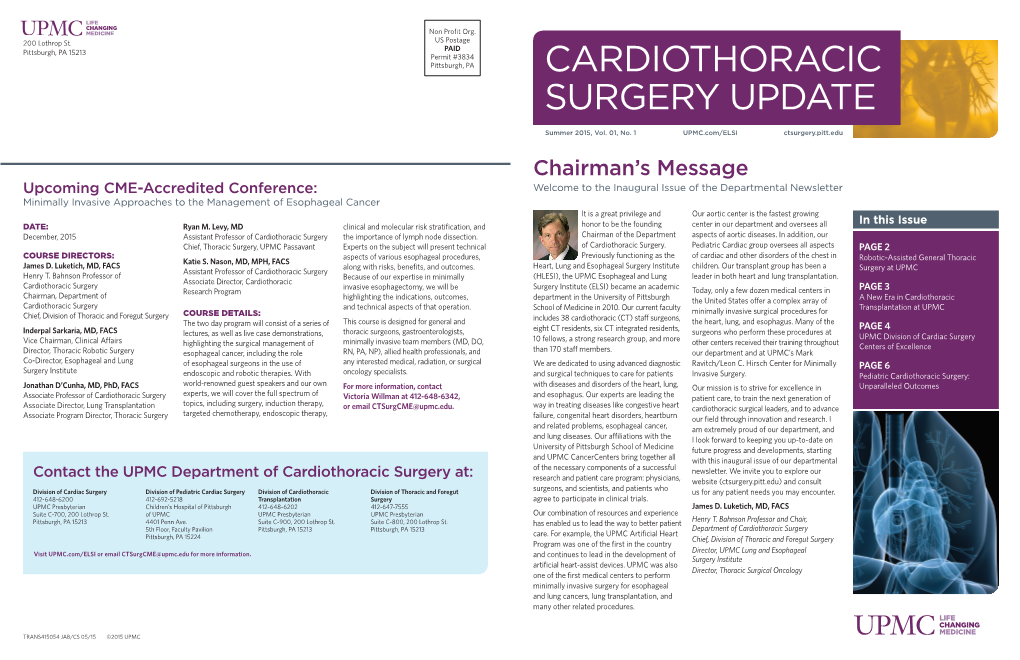 Cardiothoracic Surgery Update