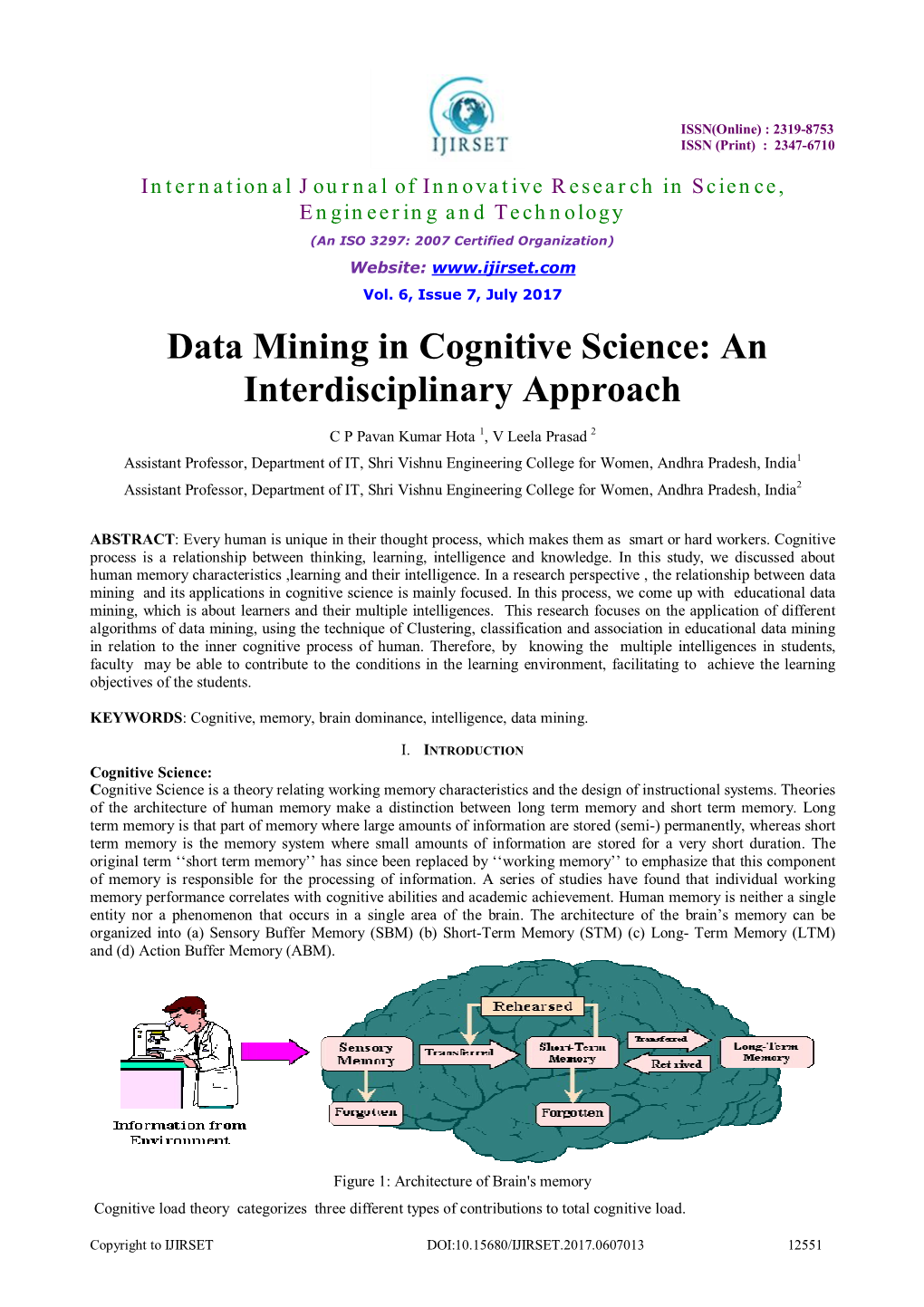 Data Mining in Cognitive Science: an Interdisciplinary Approach