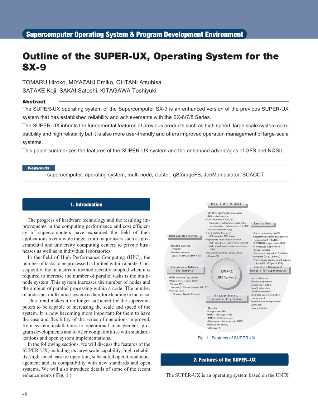 Outline of the SUPER-UX, Operating System for the SX-9