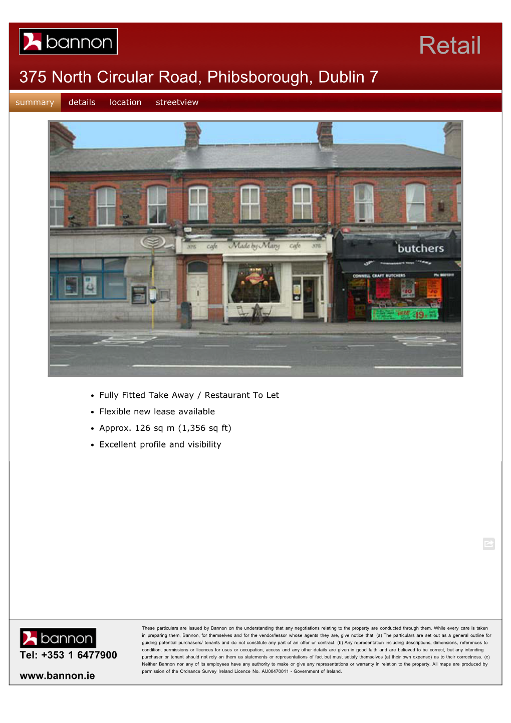375 North Circular Road, Phibsborough, Dublin 7 Summary Details Location Streetview