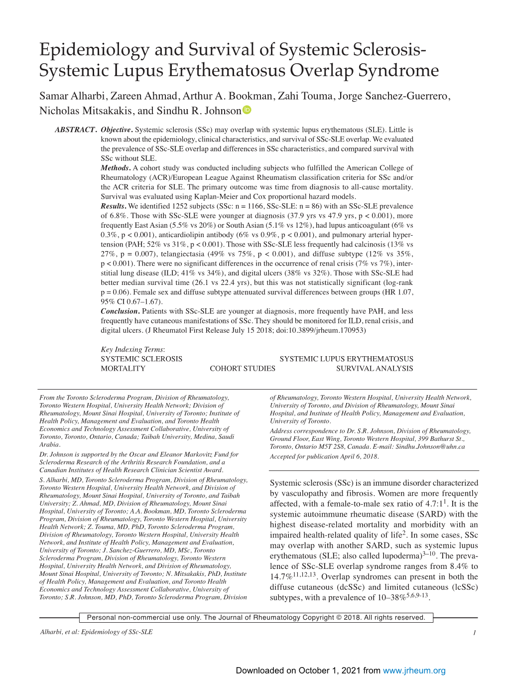 Systemic Lupus Erythematosus Overlap Syndrome