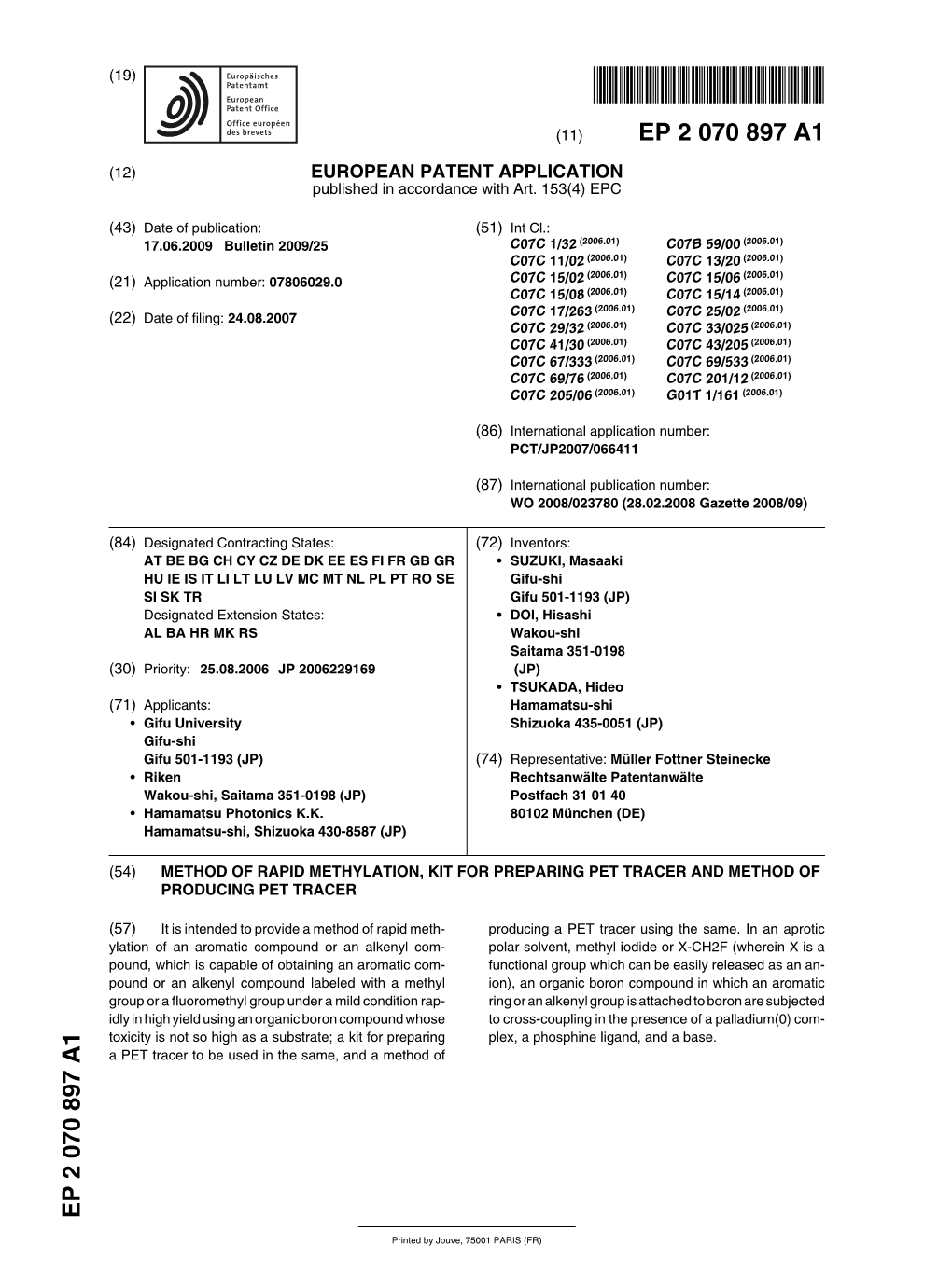 European Patent Office EP2070897