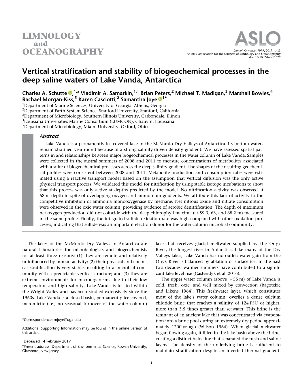 Vertical Stratification and Stability of Biogeochemical Processes in The