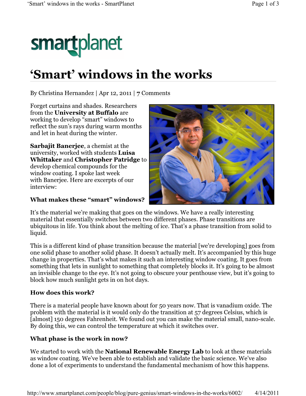 'Smart' Windows in the Works