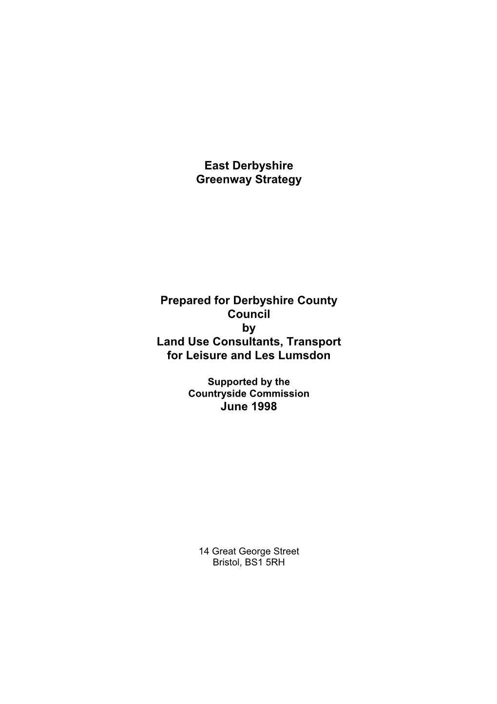 East Derbyshire Greenway Strategy