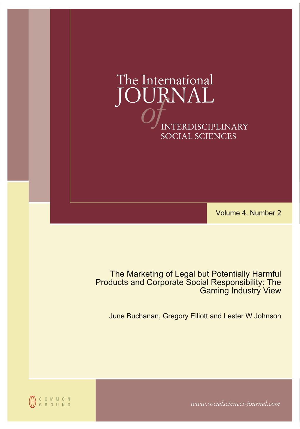 Journalof INTERDISCIPLINARY SOCIAL SCIENCES
