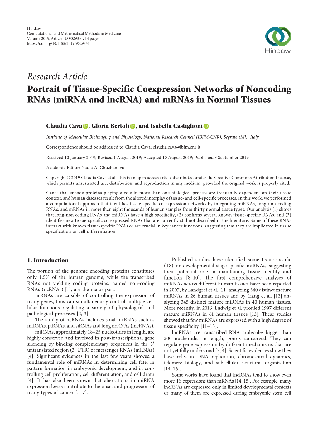 Portrait of Tissue-Specific Coexpression Networks of Noncoding Rnas (Mirna and Lncrna) and Mrnas in Normal Tissues