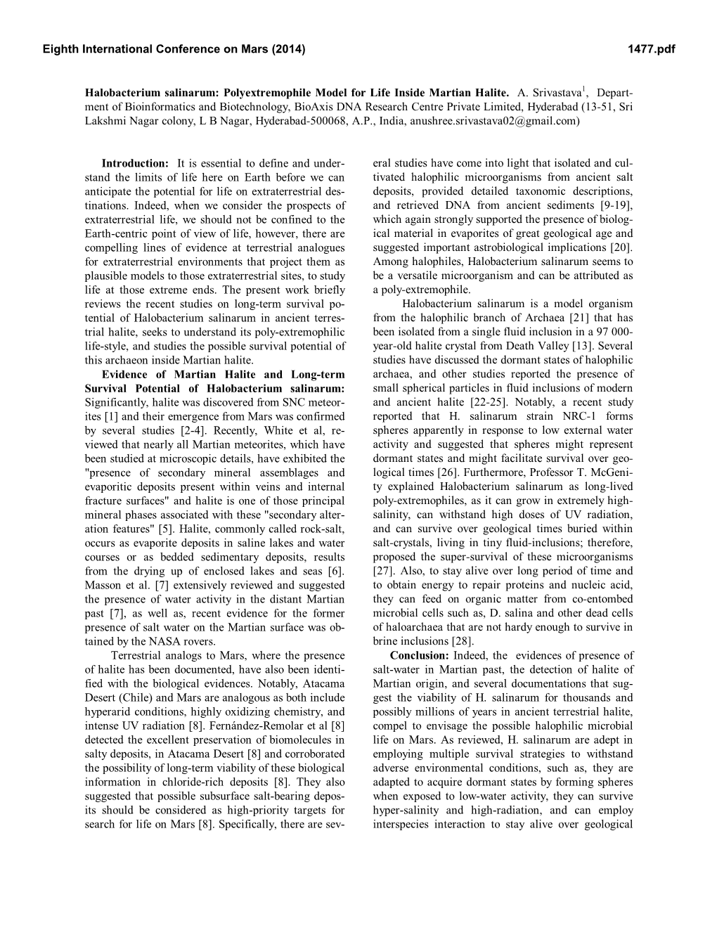 Halobacterium Salinarum: Polyextremophile Model for Life Inside Martian Halite