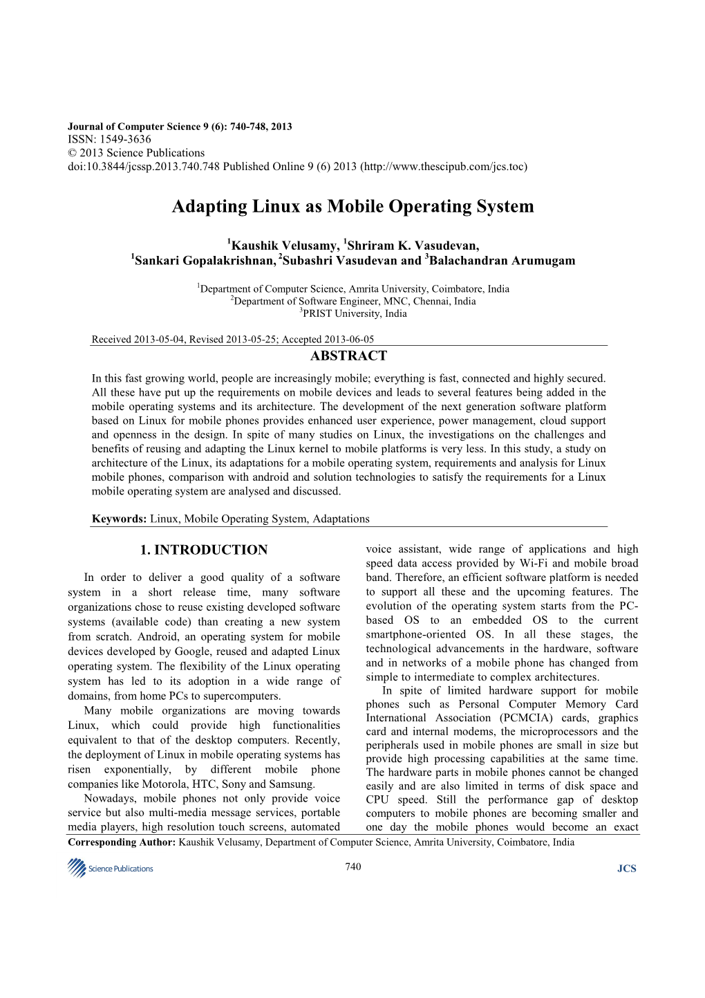 Adapting Linux As Mobile Operating System