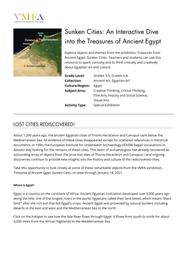 Sunken Cities: an Interactive Dive Into the Treasures of Ancient Egypt