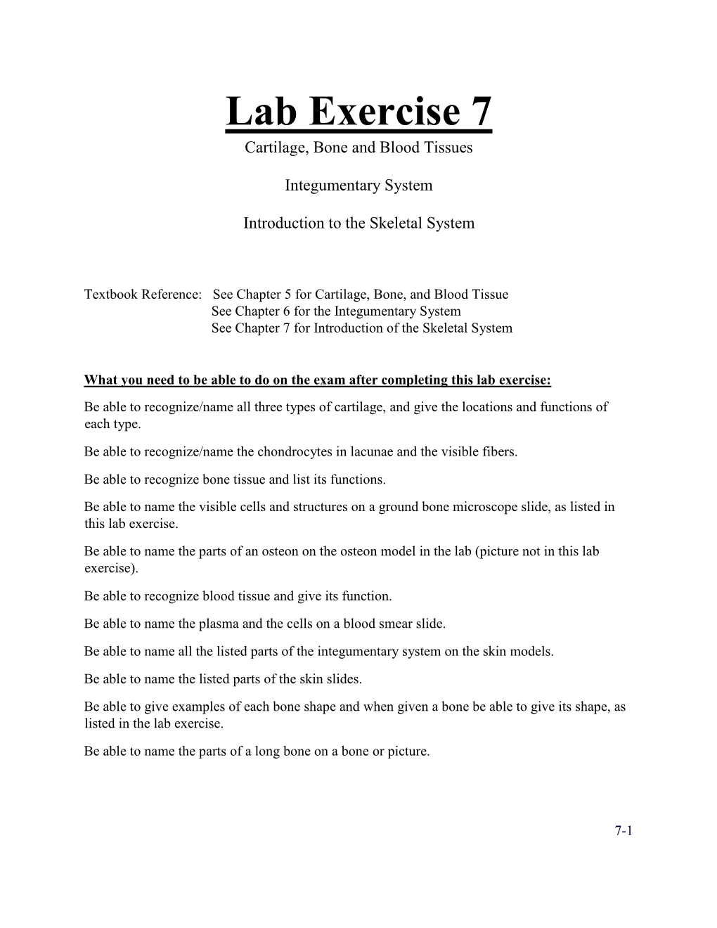 Lab Exercise 7 Cartilage, Bone and Blood Tissues