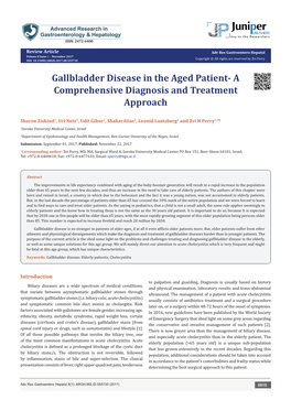 Gallbladder Disease in the Aged Patient- a Comprehensive Diagnosis and Treatment Approach