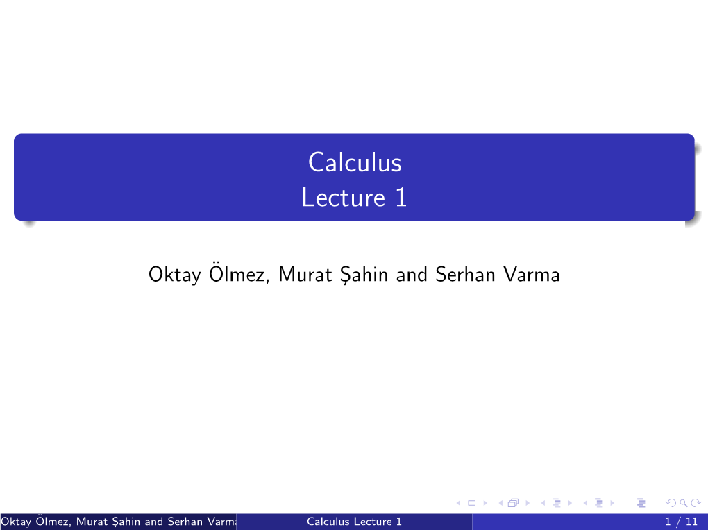 Calculus Lecture 1