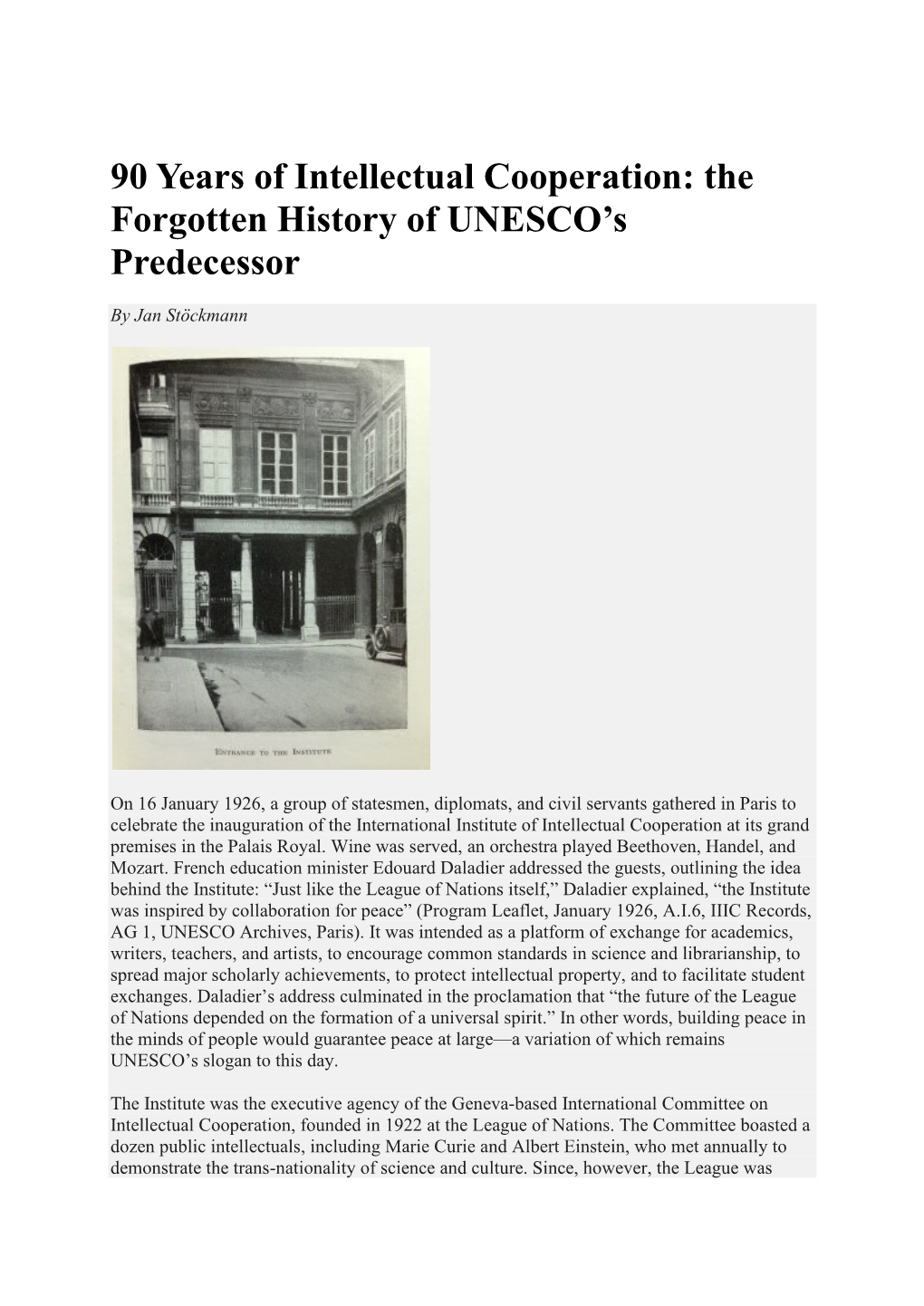 The Forgotten History of UNESCO's Predecessor