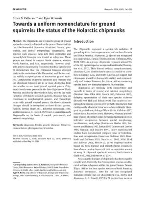 Towards a Uniform Nomenclature for Ground Squirrels: the Status of the Holarctic Chipmunks