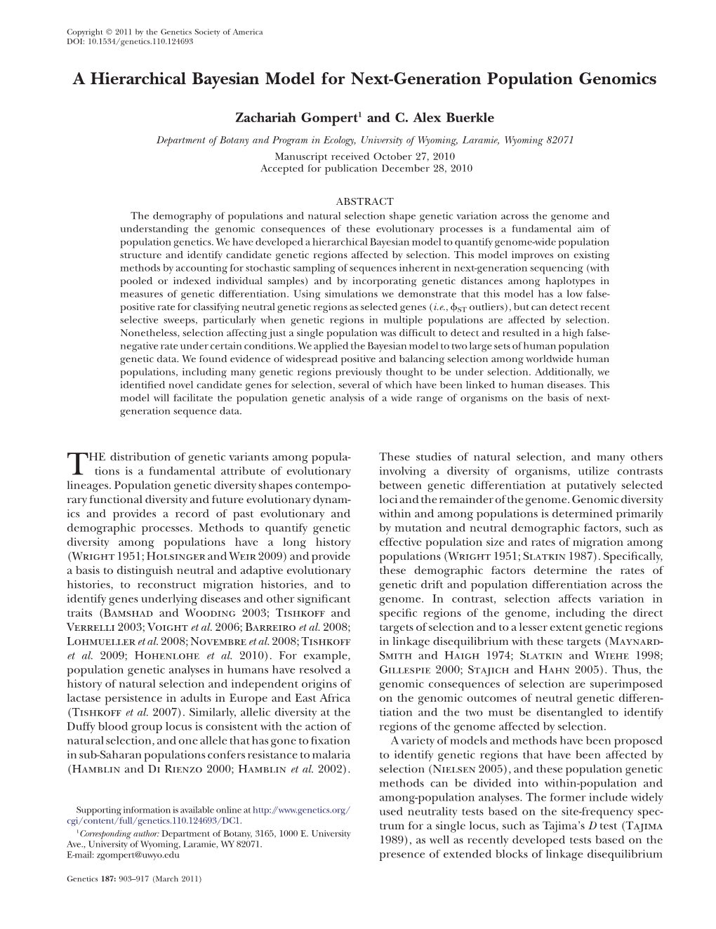 A Hierarchical Bayesian Model for Next-Generation Population Genomics