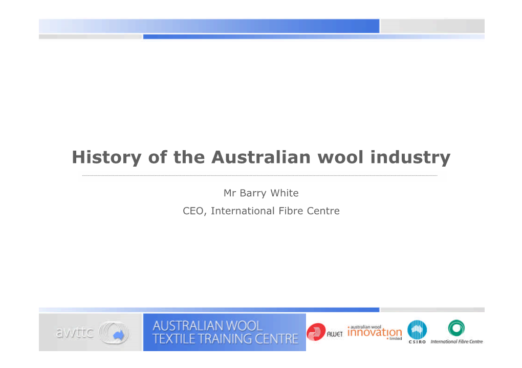 History of the Australian Wool Industry