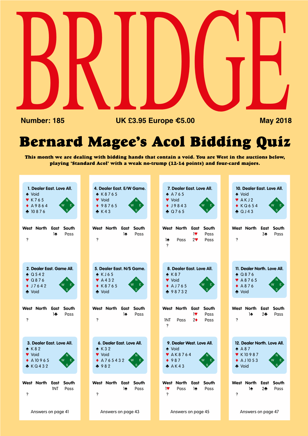 Bernard Magee's Acol Bidding Quiz