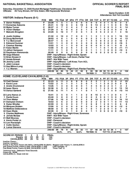 Box Score Pacers