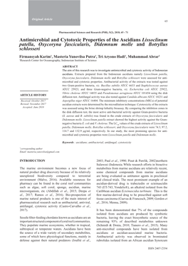 Antimicrobial and Cytotoxic Properties of the Ascidians Lissoclinum