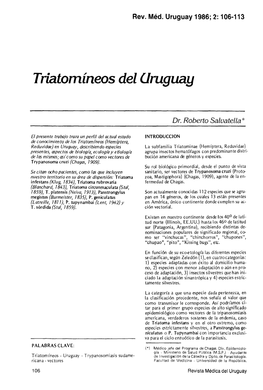 Triatomíneos Del Uiuguay