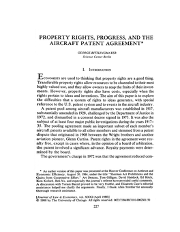 I. INTRODUCTION ^ECONOMISTS Are Used to Thinking That Property Rights Are a Good Thing