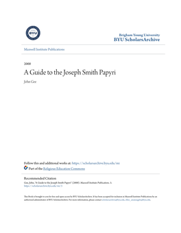 A Guide to the Joseph Smith Papyri John Gee
