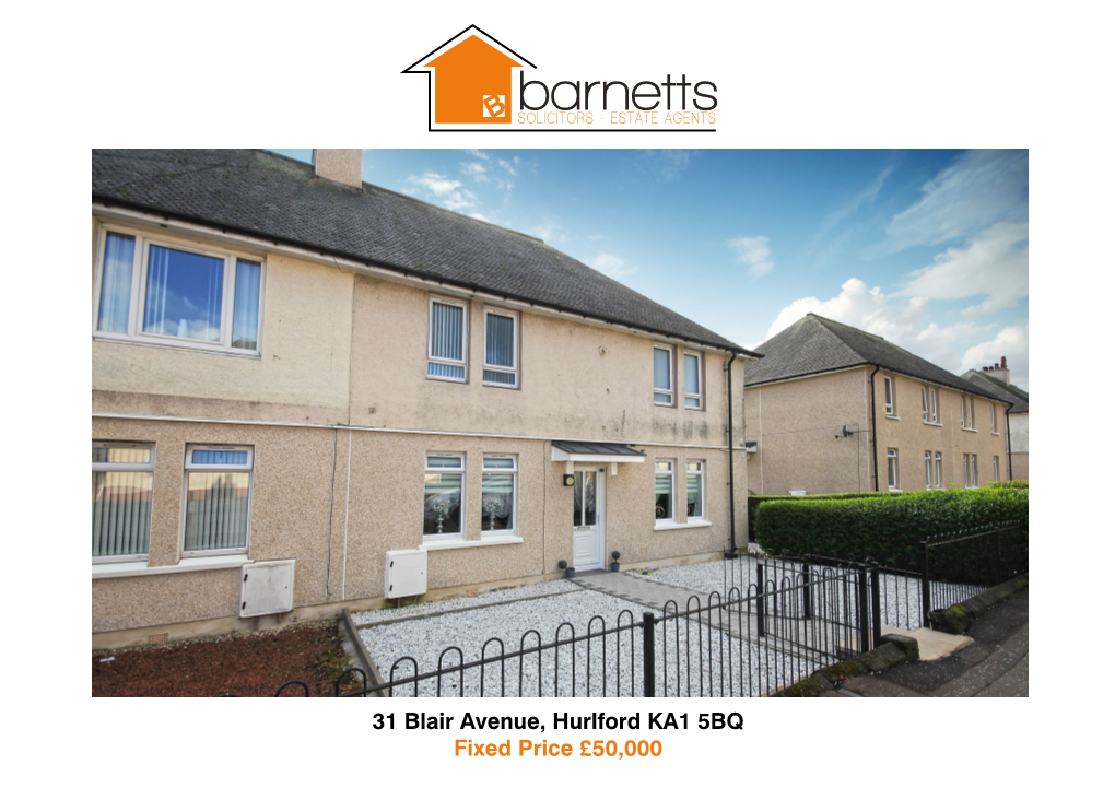 31 Blair Avenue, Hurlford KA1 5BQ Fixed Price £50,000