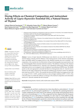 Drying Effects on Chemical Composition and Antioxidant Activity of Lippia Thymoides Essential Oil, a Natural Source of Thymol