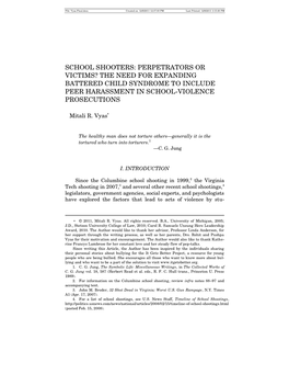 The Need for Expanding Battered Child Syndrome to Include Peer Harassment in School-Violence Prosecutions