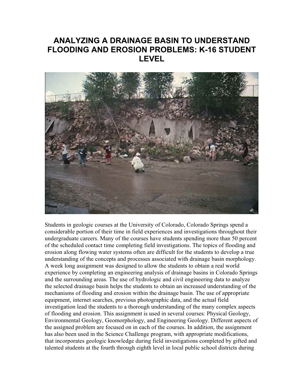Analizing a Drainage Basin to Understand Flooding And