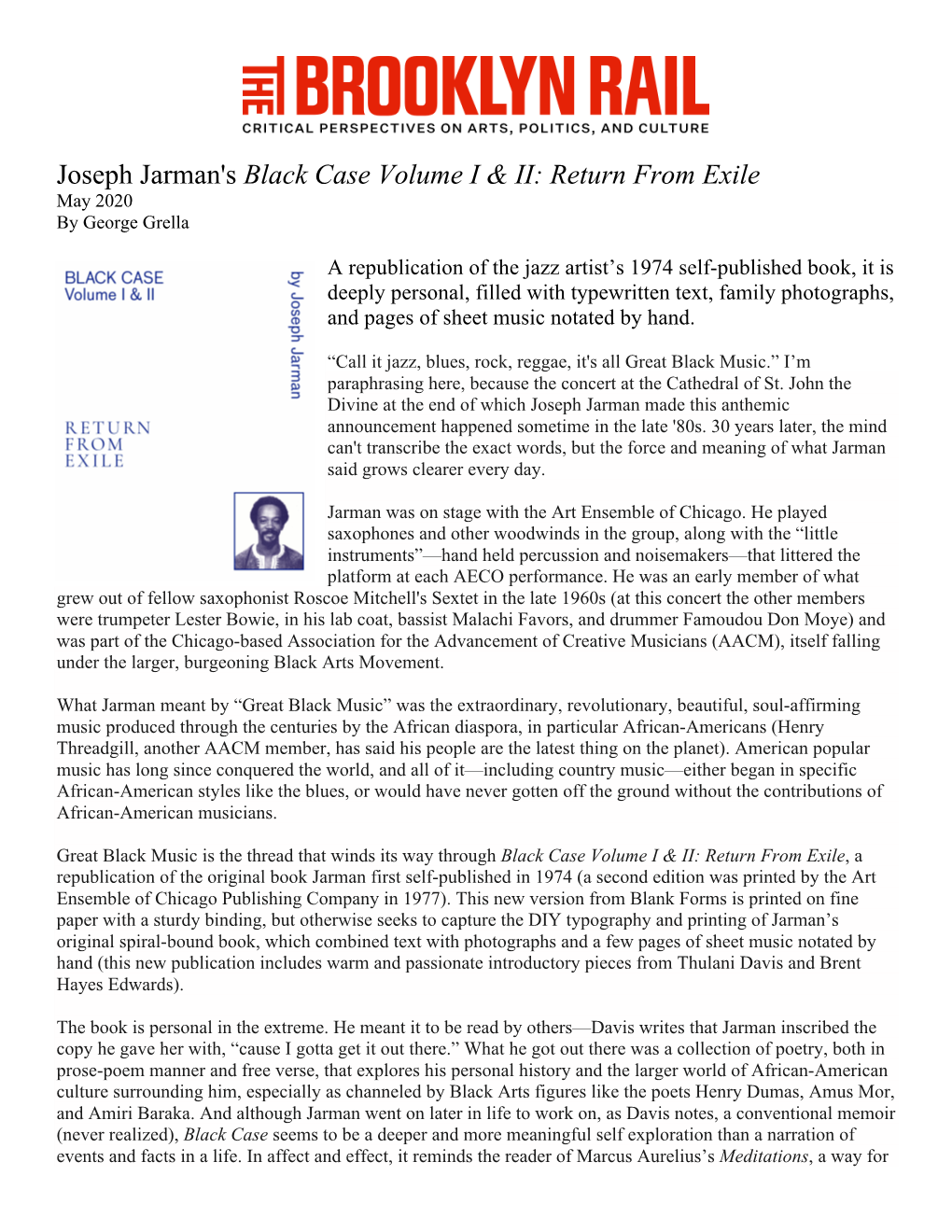 Joseph Jarman's Black Case Volume I & II: Return from Exile