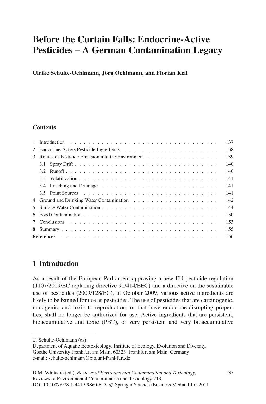 Endocrine-Active Pesticides – a German Contamination Legacy