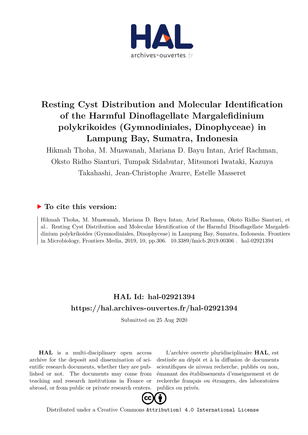 Resting Cyst Distribution and Molecular