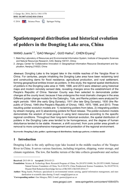 Spatiotemporal Distribution and Historical Evolution of Polders in the Dongting Lake Area, China