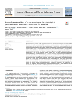 Season-Dependent Effects of Ocean Warming on the Physiological