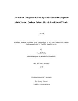 1Suspension Design and Vehicle Dynamics Model Development Of