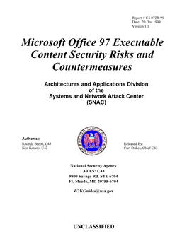 Microsoft Office 97 Executable Content Security Risks and Countermeasures